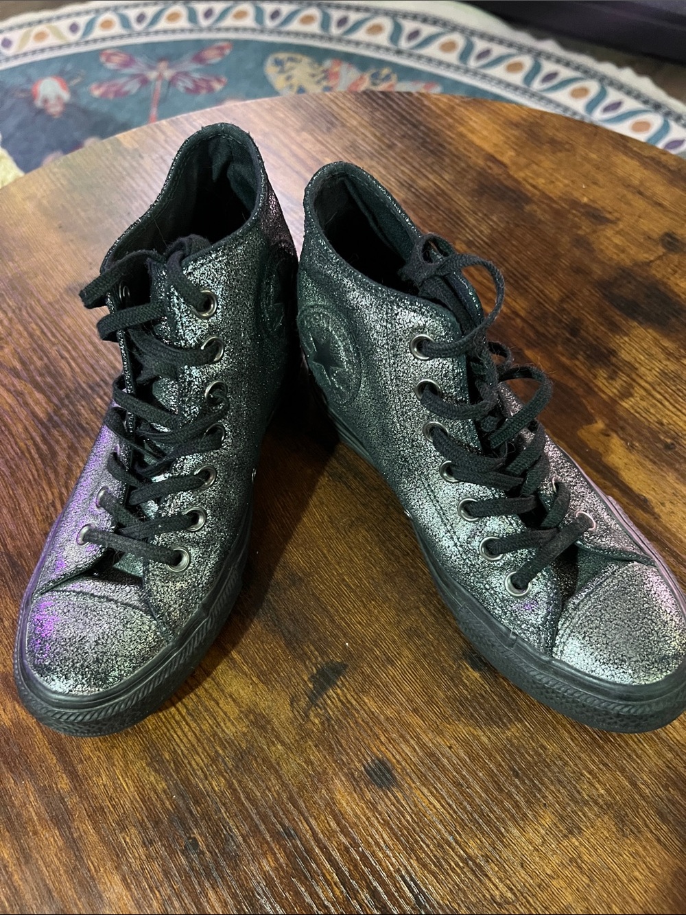 Converse Iridescent Black Lace-Up High-Top Boots